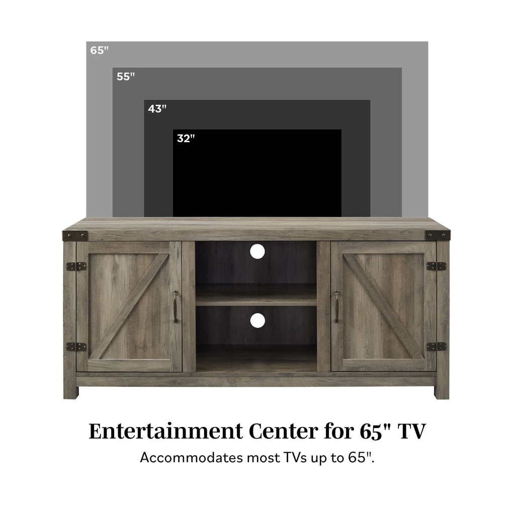 Walker Edison Modern Farmhouse Barn Door TV Stand for TVs up to 65", Grey Wash
