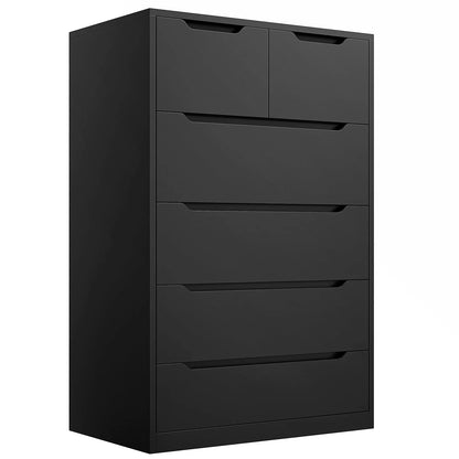 EnHomee White Dresser for Bedroom Wood 6 Drawer Modern Storage Cabinet for Bedroom Living Room Closet, 43.3"Hx 27.5"Lx 15.7"D