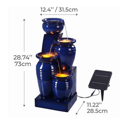 Teamson Home 28.74" Solar Water Fountain with LED Lights, Navy