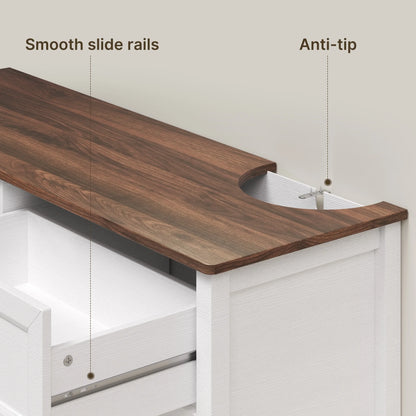 White Dresser, Lofka 6 Drawer Dresser for Bedroom, Chests of Drawers for Living Room, White?? Brown
