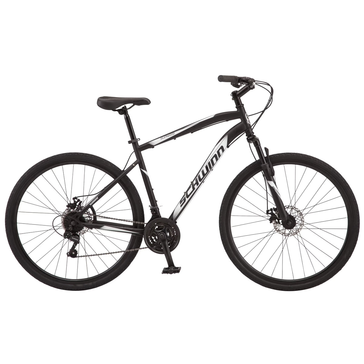 Schwinn 700c Glenwood Hybrid Bike, Adults +14 Years, Black, 21 Speeds