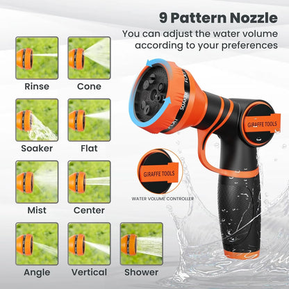Giraffe Tools Retractable Garden Hose Reel with 1/2in-100ft Water Hose, Plastic Bracket, Wall Mounted, Dark Grey