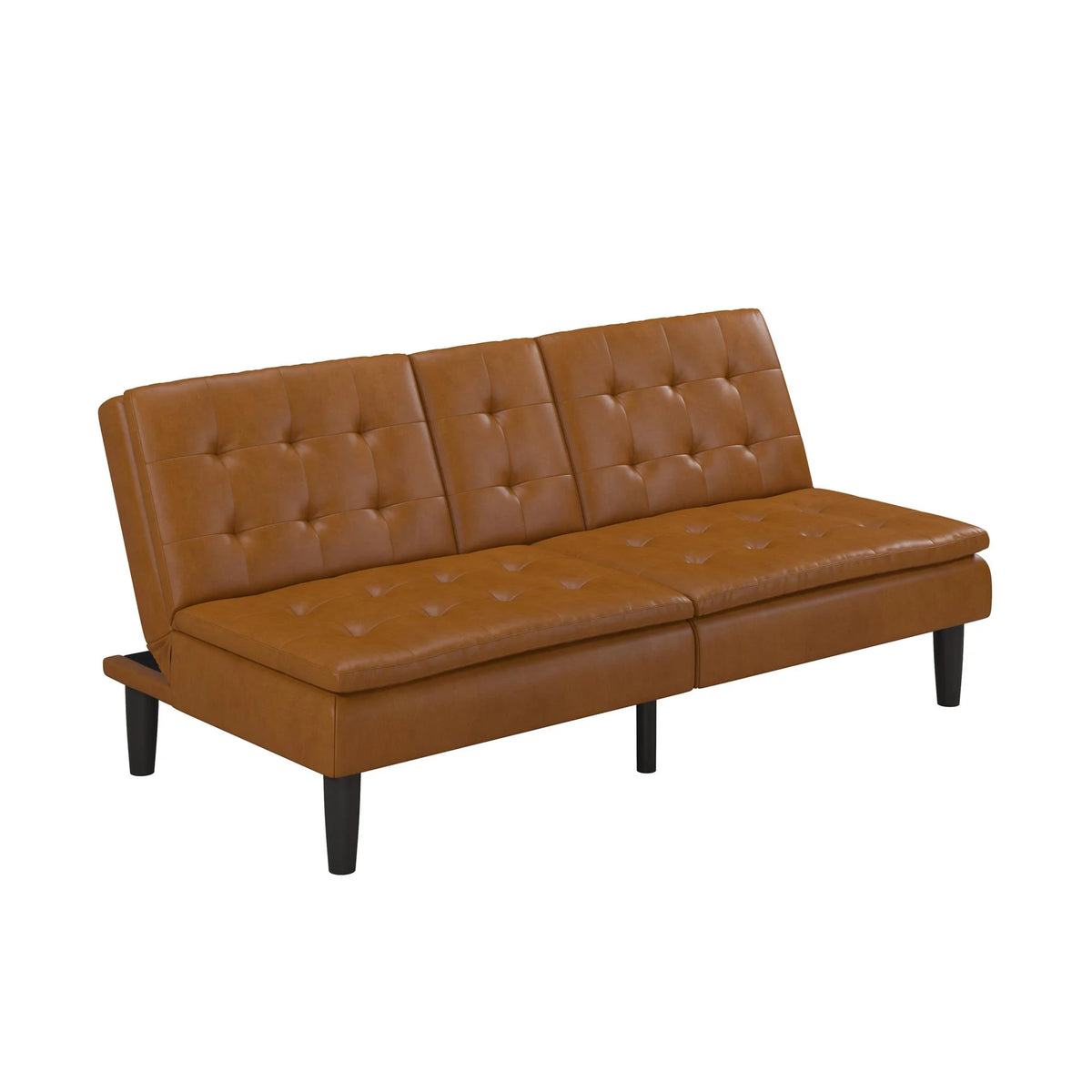 Mainstays Memory Foam 71.5" Futon with Cupholder and USB, Black Faux Leather