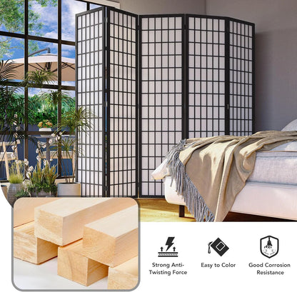 JOSTYLE Room Divider Wall Shoji Screen, 6 Panel Folding Privacy Screen for Room Separation, Japanese Wood Room Divider Screen, 5.9 Ft, Natural