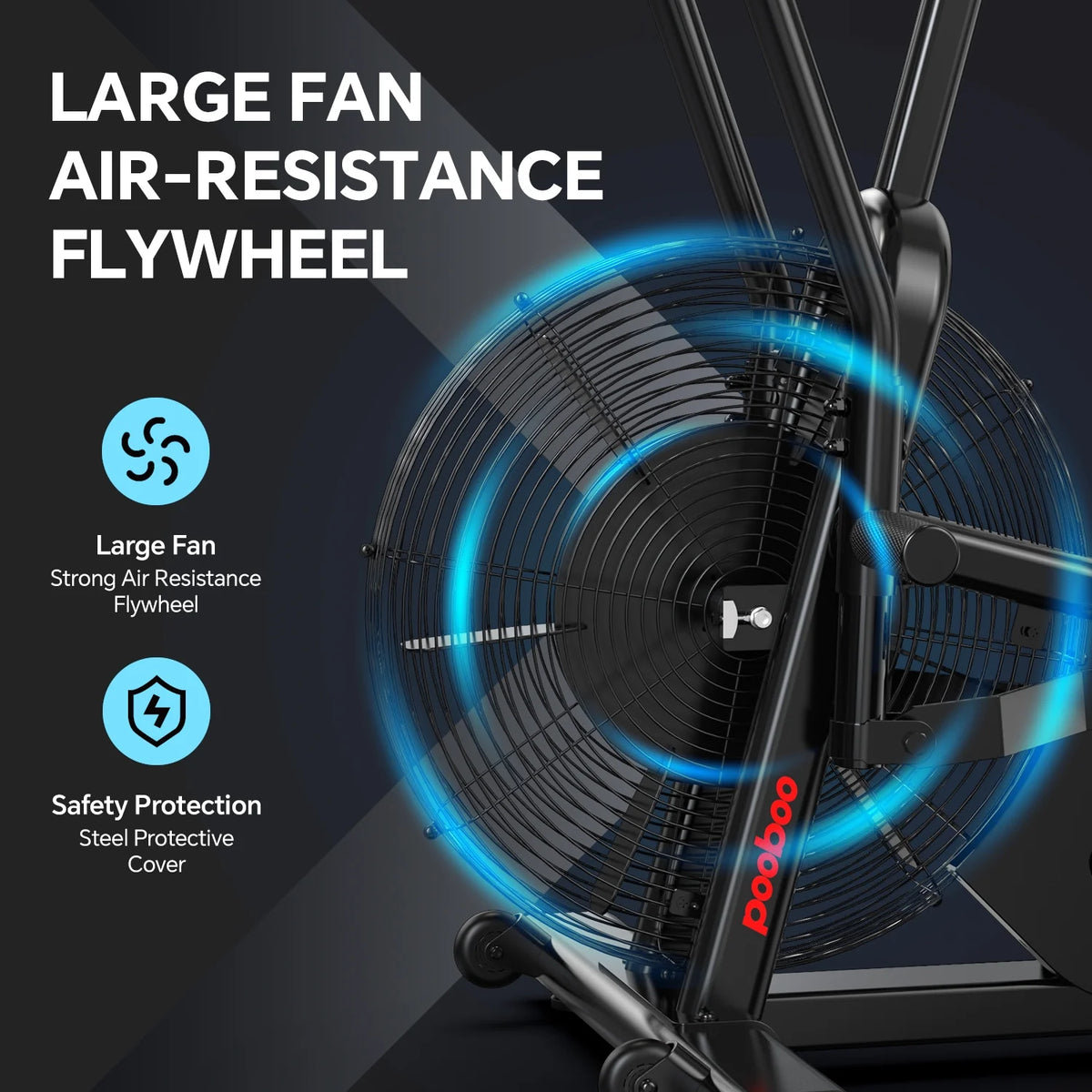 LNOW Commercial Built-in Bluetooth Fan Exercise Bike, Adjustable Air Resistance with Dual-Action Handlebars, Heavy Duty Indoor Cycling Bike for Home Gym Traininning, 350lbs Arm/Leg Cardio Workout