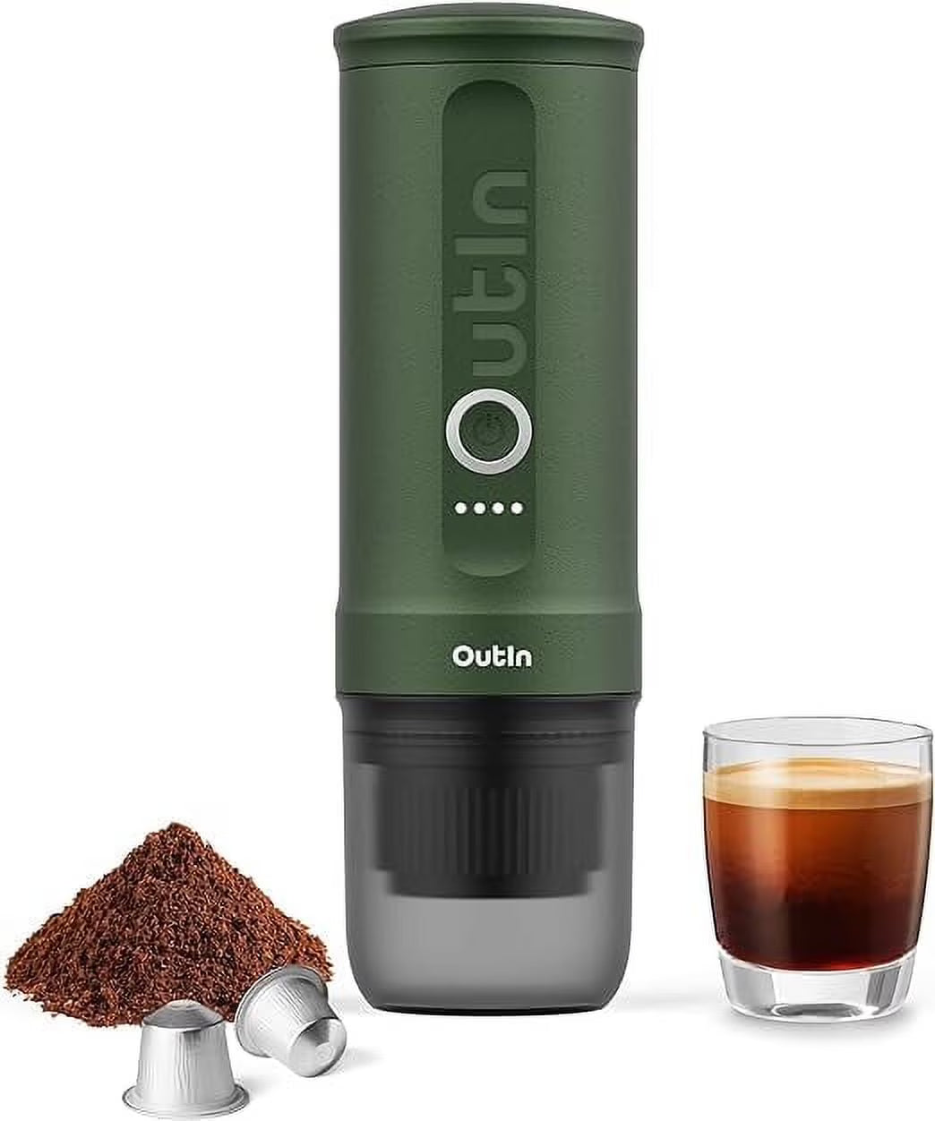 Nano Portable Electric Espresso Machine: 20 Bar, 3-4 Min Self-Heating, Mini 12V/24V Car Coffee Maker with NS Capsule & Ground Options - Ideal for Camping, Travel, RV, Hiking, Office (Space Grey)