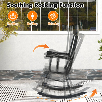 Costway Solid Wood Rocking Chair Porch Rocker Indoor Outdoor Seat Glossy Finish White