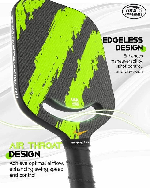 Warping Point Ascent Pickleball Paddles| Carbon Fiber Pickleball Racket with Aero Throat | Textured Grit Surface | Hexa Polymer Core | Designed for Swing Speed and Maneuverability