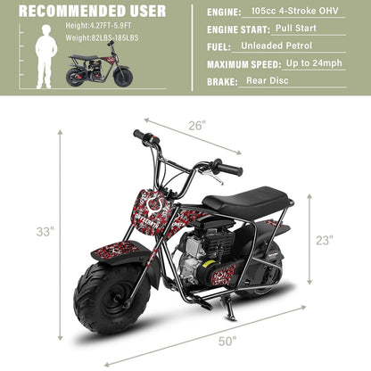 Oryxearth Mini Bike for Kids Motorcycle, Mini motorcycle for kids, Set of Four, 105CC 4-Stroke Ride on Toys, Camo