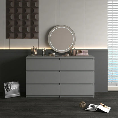 Kadyn Modern 6 Drawer Dresser Wood Cabinet,Dresser for Bedroom, Kitchen Storage Cabinet with Drawers, Chest of Drawers(Black)