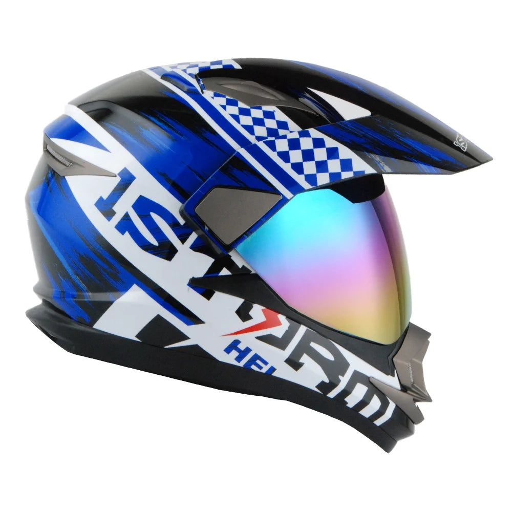 1Storm Dual Sport Helmet Motorcycle HGXP14A Full Face Motocross Off Road Bike + Motorcycle Bluetooth Headset: Matt Black