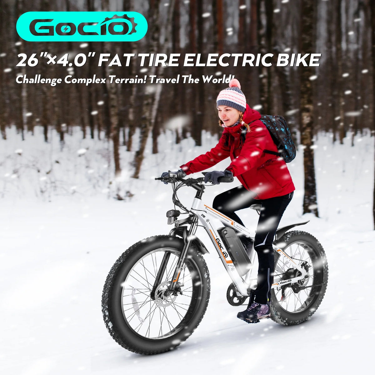 Gocio 26" 4.0 Fat Tire Electric Bike for Adults, 500W Motor, 48V 13Ah Battery, Lightweight Aluminum Alloy Frame, Max 22Mph Electric Mountain Bike Beach Snow Ebike for Men, Professional 7-Speed UL2849