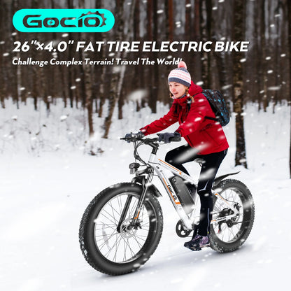 Gocio 26" 4.0 Fat Tire Electric Bike for Adults, 500W Motor, 48V 13Ah Battery, Lightweight Aluminum Alloy Frame, Max 22Mph Electric Mountain Bike Beach Snow Ebike for Men, Professional 7-Speed UL2849