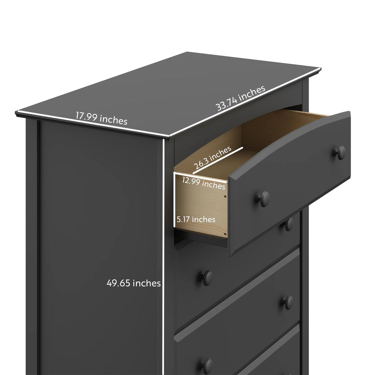 Storkcraft Kenton 5 Drawer Nursery Dresser, Pebble Gray