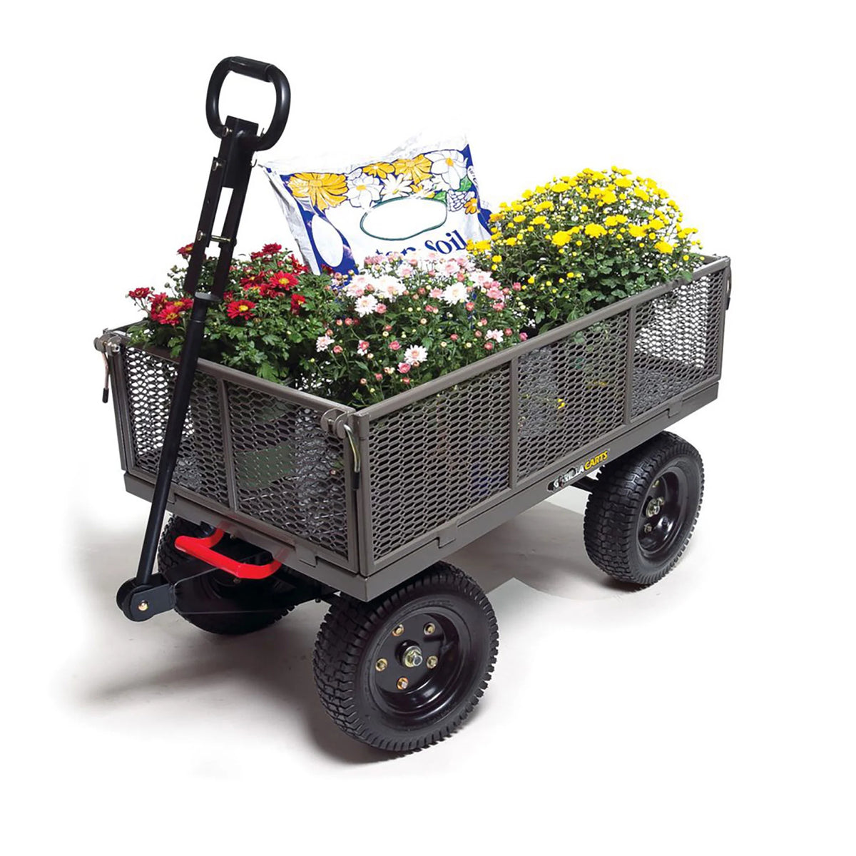 Gorilla Carts Towable Steel Dump Cart w/ Removable Side Panels, 1200 lb Capacity, Gray