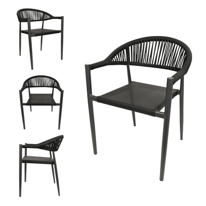 Vmopu New Set of 4 Gray Outdoor  Stackable Dining Chair, PE Rattan for Bistro Restaurant Garden
