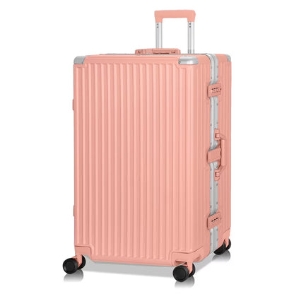 Luggage Aluminium Frame PC ABS Hardshell Suitcase with Spinner Wheels TSA Lock Zipperless Luggage 28 inch Silver