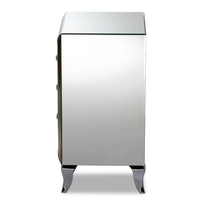 Baxton Studio Pauline Contemporary Glam and Luxe Mirrored 3-Drawer End Table