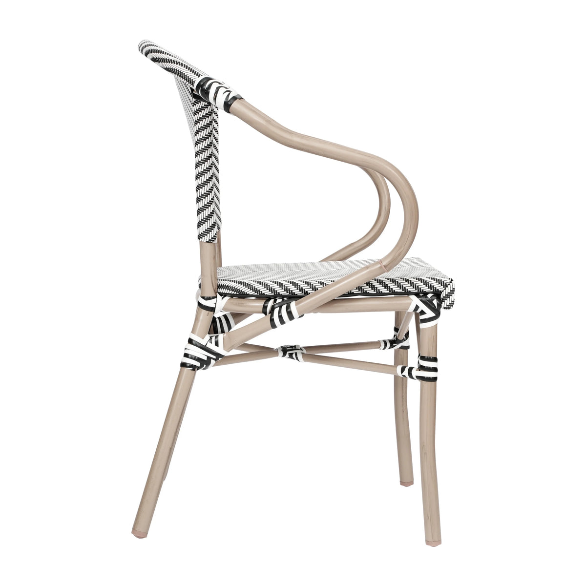 Flash Furniture Marseille Indoor/Outdoor French Bistro Stacking Chair with Arms Black/Natural