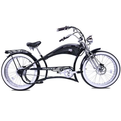 Twenty5 DS Chopper Stretch Cruiser E-bike, 26" Wheels, 800W Motor, Disc Brake, for men, Black