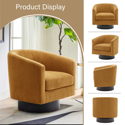 UIXE Swivel Accent Chair, Upholstered Fabric Barrel Chair for Living Room, Small Single Sofa Bedroom Reading Seat, Light Gray