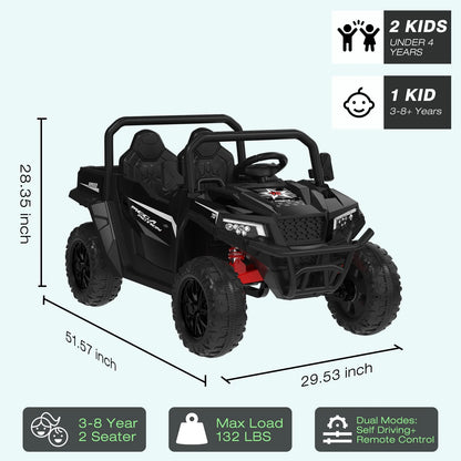 Mega Motion 24V Kids Electric Ride-On UTV Truck with 4WD, Dump Bed, 2 Seats, LED Lights, Music, Remote Control, Shovel, for Boys & Girls