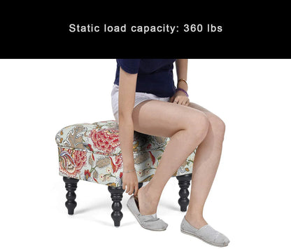 Homebeez 18'' Rectangle Ottoman Fabric Foot Rest Stool Multipurpose Vanity Stool Children Sofa Stool,Red