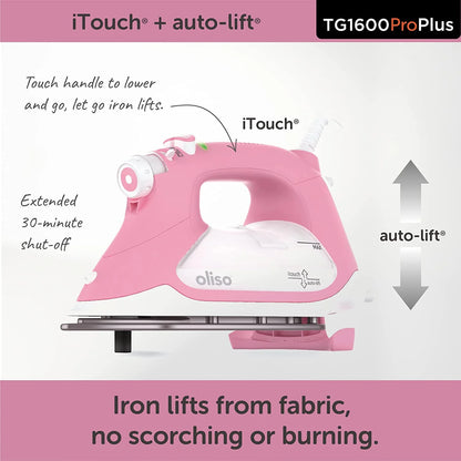 Oliso Pro Plus Ceramic-Coated Steam Iron, Blue