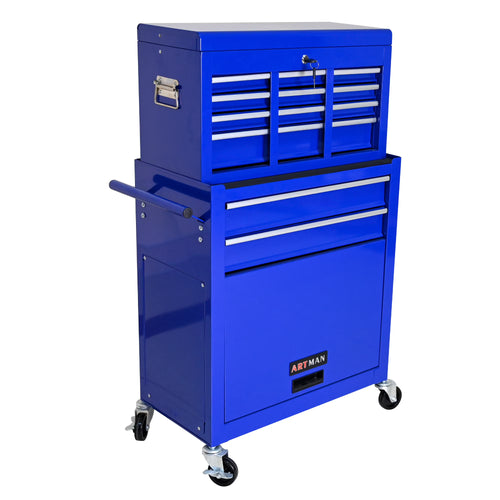 Leuco High Capacity Rolling Tool Chest with Wheels and Drawers, 8-Drawer Tool Storage Cabinet, Heavy-Duty Garage Organizer and Workshop Tool Box, Blue