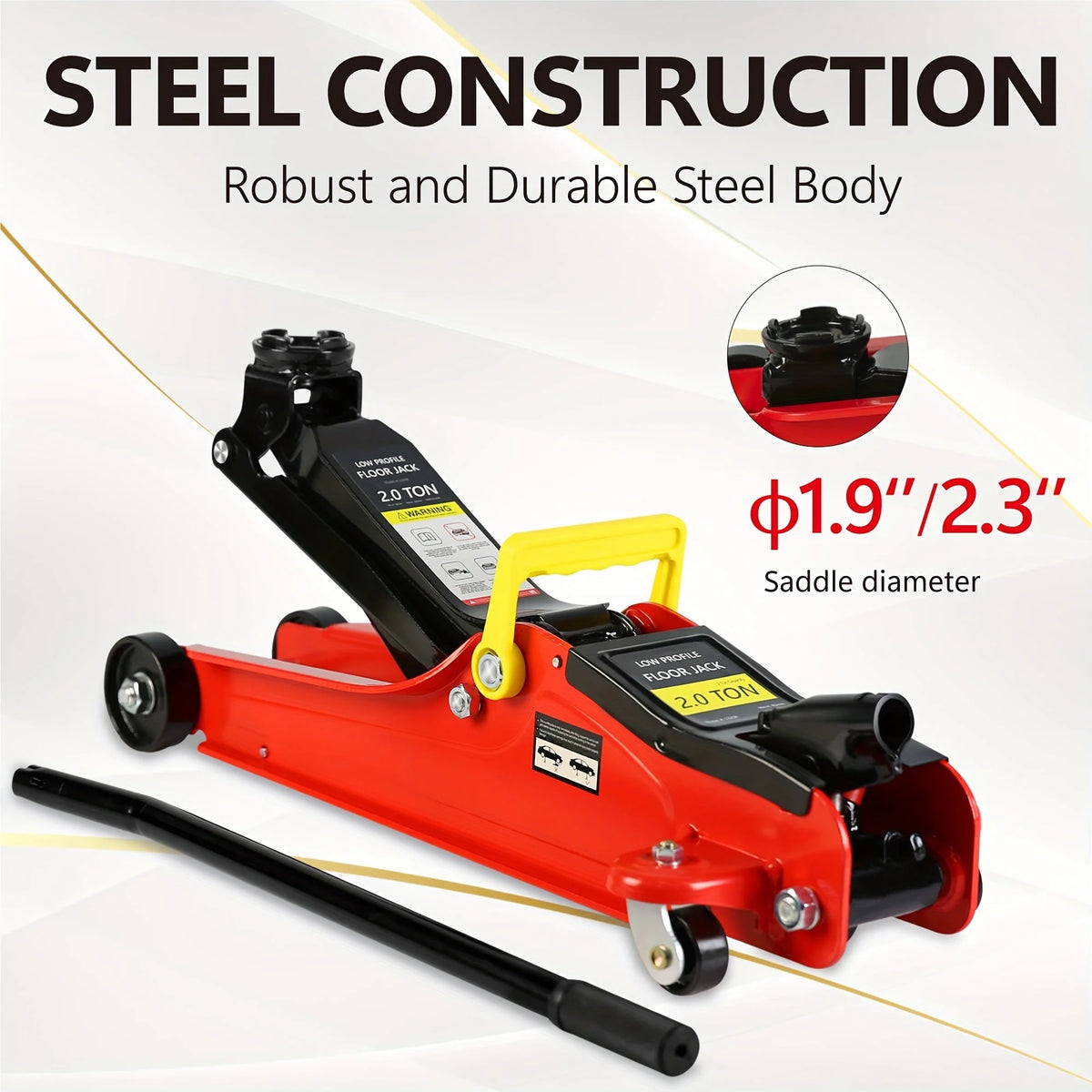 POVANLI Floor Jack, 2 Ton Low Profile Floor Jack, 3t jack stand Tire Repair Kit Heavy Duty Steel Racing Floor Jack with Single Piston Quick Lift Pump, Floor Jack Lifting Range 3.3"-15.2"