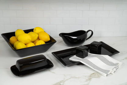10 Strawberry Street Nova Square 40 Piece Stoneware Dinnerware Set, Gray