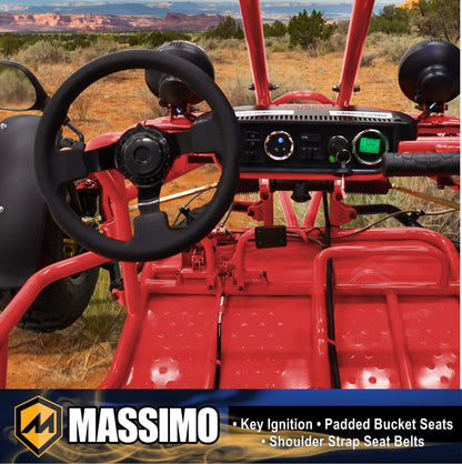 Massimo GKA 200 169cc EFI Adult Go Kart with 10HP Engine, 2WD Off-Road Go Cart, Dual Seats, Red