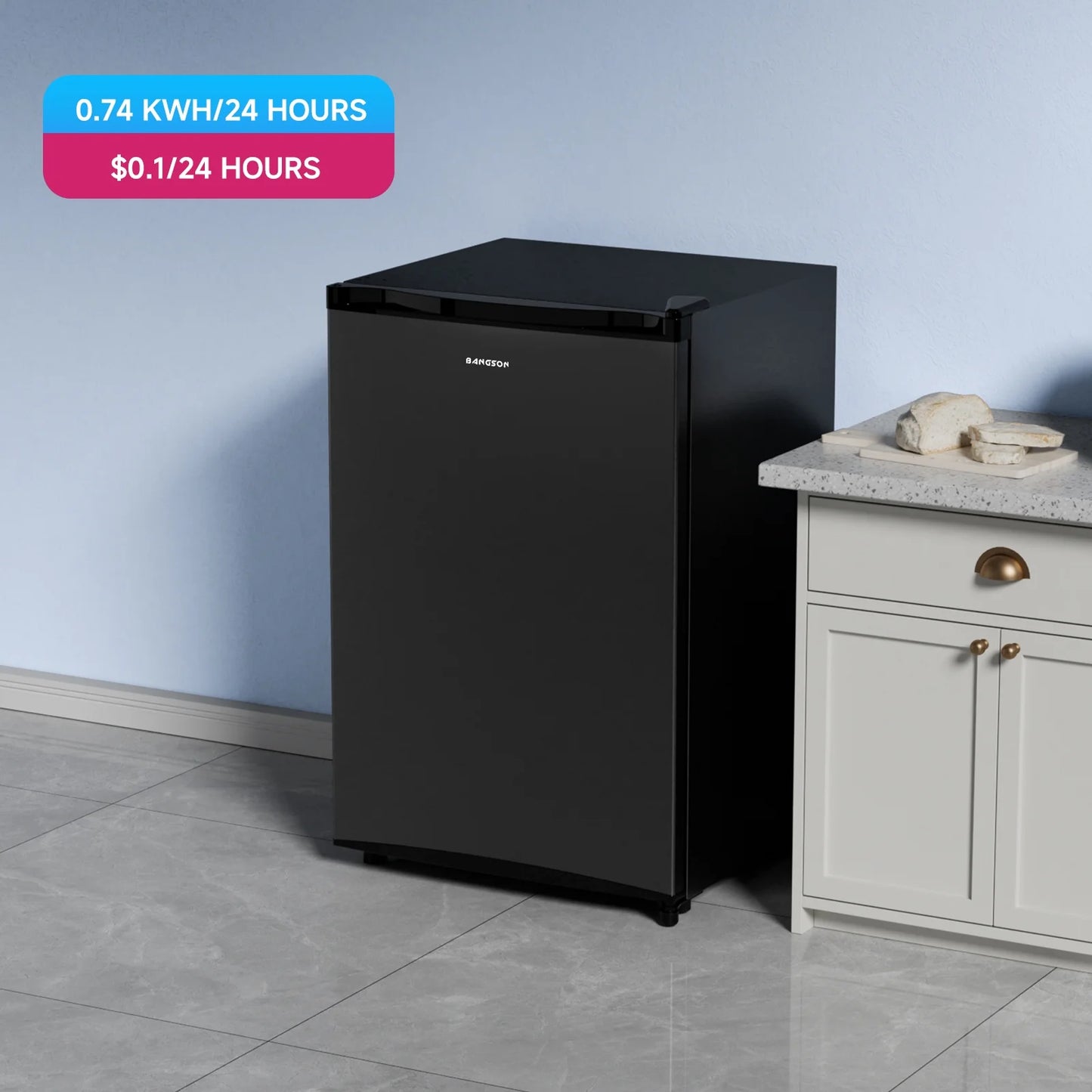 BANGSON 3.0 Cu.ft Compact Upright Freezer, Energy-Saving Mini Freezer with Adjustable Thermostat,Black