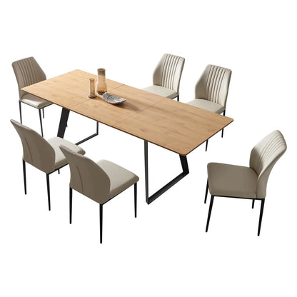jiexi Modern mid-Century Dining Table Dining Table and Chairs for 6 Rectangular Wooden Dining Table Expandable Dining Table Space-Saving Multifunctional Dining Table
