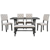 HANSHE Dining Table Set for 6, Farmhouse Dining Table Set with Foldable Table, Bench & 4 Chairs, Kitchen Table Sets with Chairs, Dining Room Set for Home Apartment Dorm, Gray