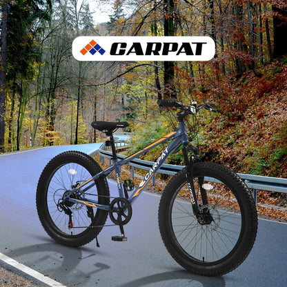 24 inch Mountain Bike with Fat Tires, Kids Bike with Disc Brakes & Suspension