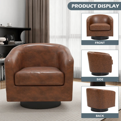 UIXE Swivel Accent Chair, Upholstered Fabric Barrel Chair for Living Room, Small Single Sofa Bedroom Reading Seat, Light Gray