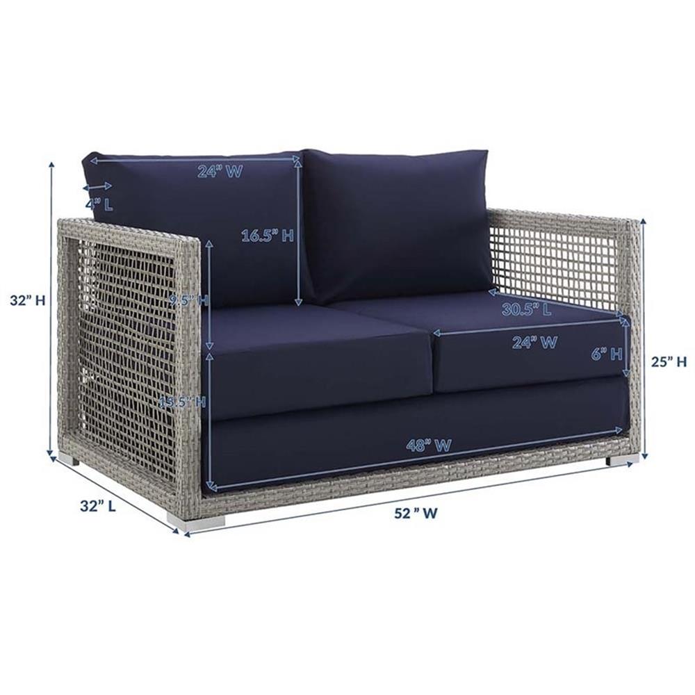 Afuera Living Wicker Patio Loveseat in Gray