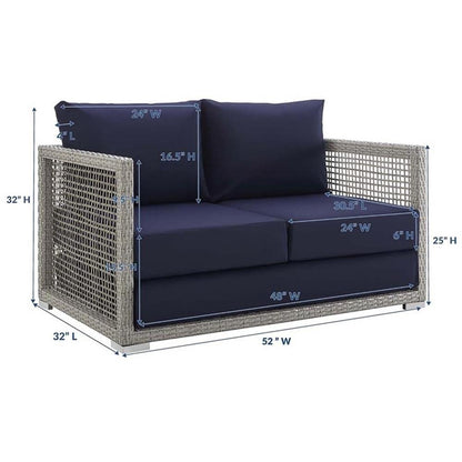 Afuera Living Wicker Patio Loveseat in Gray