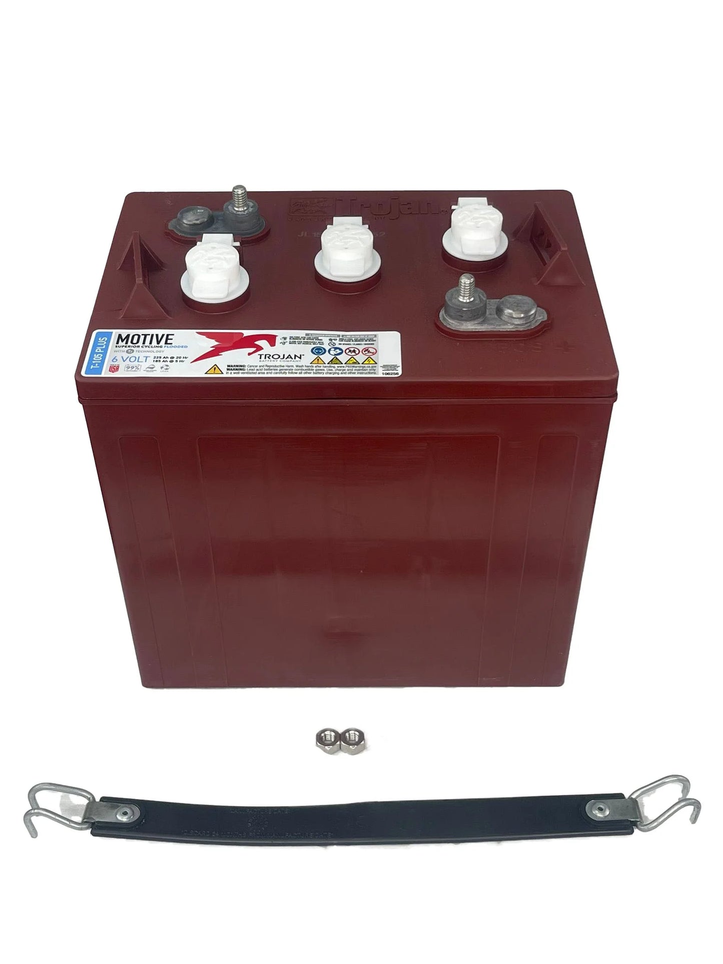 Trojan T-105 Plus 6 Volt (Pack of 4) Deep Cycle Golf Cart Batteries, Rechargeable