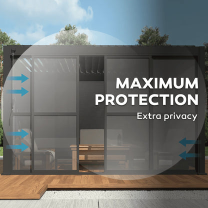 Mirador 111S Outdoor Pergola Aluminum Sliding Louver Door 13' Side, 4 Panels, Dark Grey(Not Pergola)