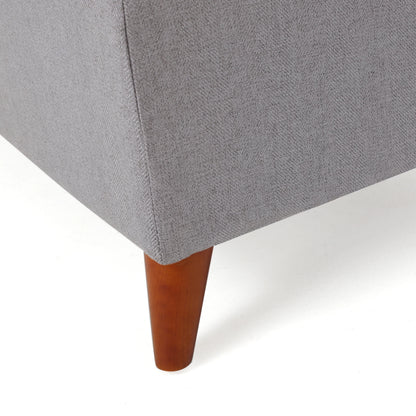 GDF Studio Valeno Mid Century Modern Fabric Tufted Storage Ottoman Bench, Light Gray and Light Brown