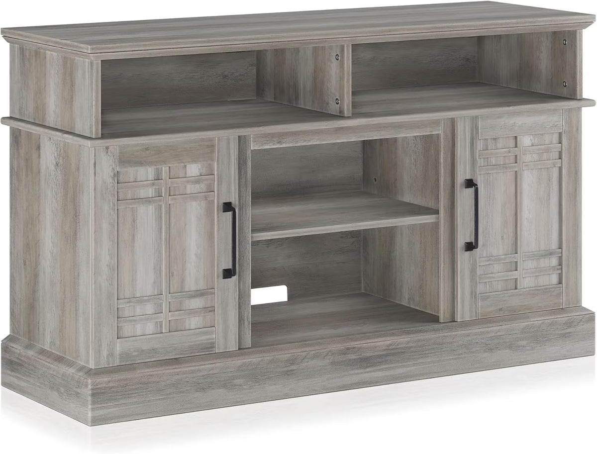 Modern 48" Farmhouse Wood TV Stand & Media Entertainment Center Console Table for TVs up to 50 Inch with Open Storage Shelves & Cabinets - Norrell (Espresso)