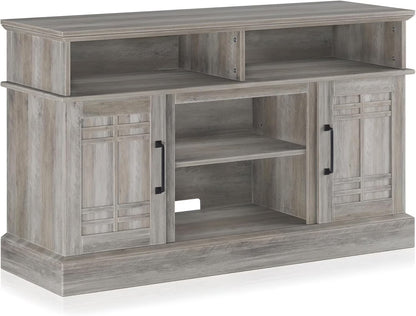Modern 48" Farmhouse Wood TV Stand & Media Entertainment Center Console Table for TVs up to 50 Inch with Open Storage Shelves & Cabinets - Norrell (Espresso)