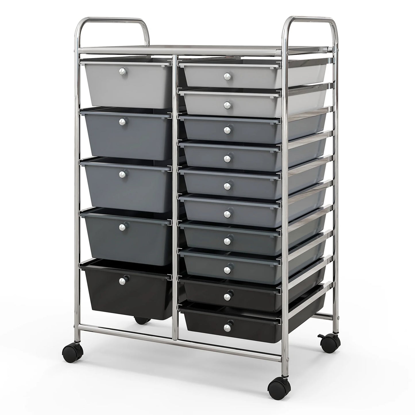 Costway 15 Drawer Rolling Storage Cart Tools Scrapbook Paper Office School Organizer White