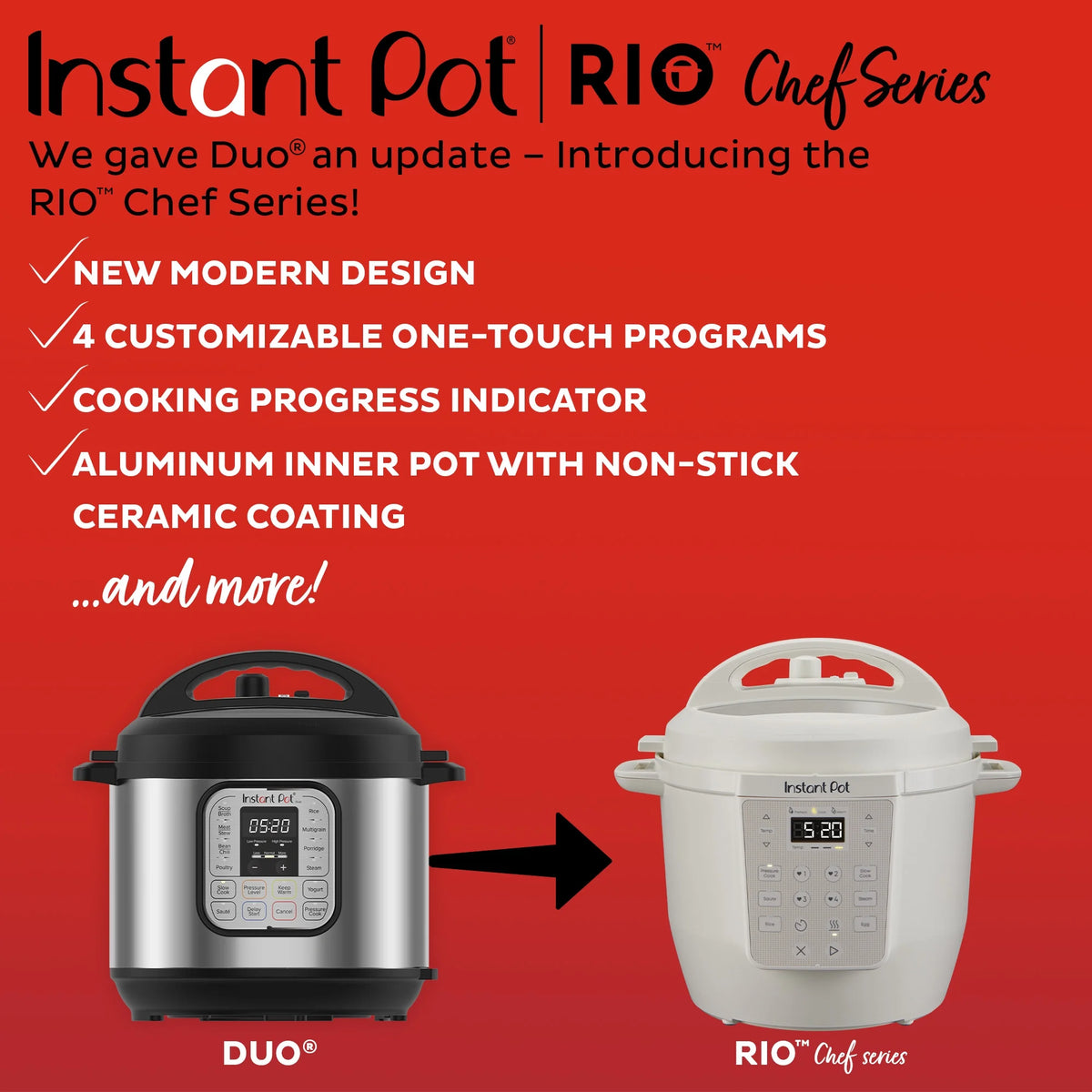 Instant Pot 6Qt RIO Chef Series 7-in-1 Multi-Cooker, Pressure Cooker, Slow Cook, & More, Black