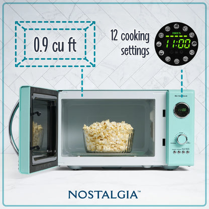 Nostalgia Retro Microwave for Countertop 0.9 cu ft Vintage Microwave, Ivory
