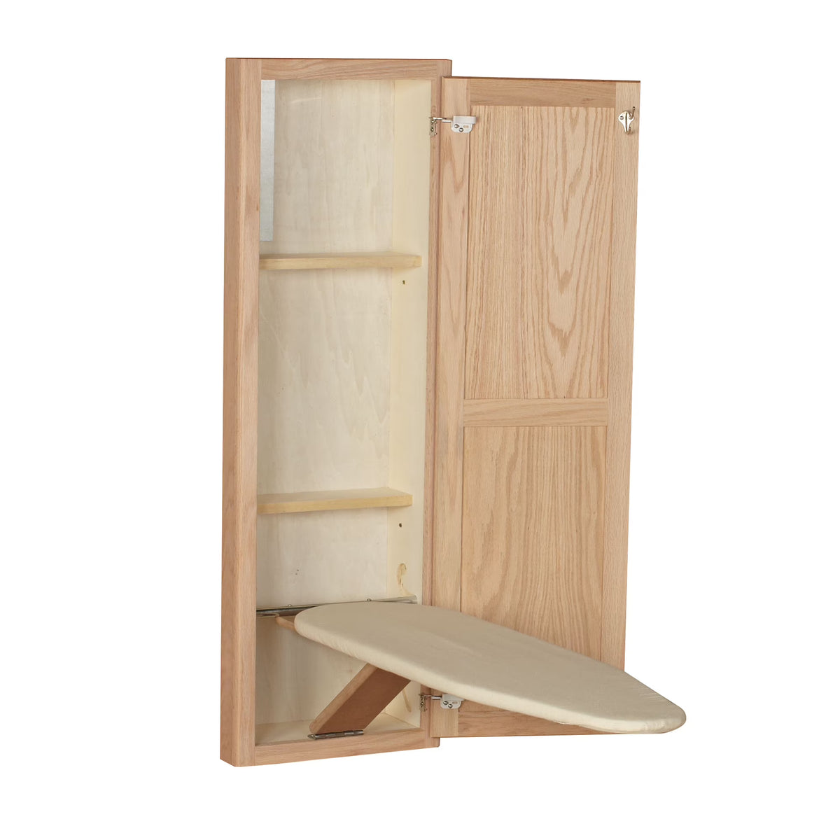 Household Essentials Ironing Board Cabinet, In-Wall Recessed Ironing Board Cabinet with Storage Shelves, White
