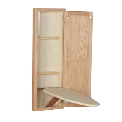 Household Essentials Ironing Board Cabinet, In-Wall Recessed Ironing Board Cabinet with Storage Shelves, White