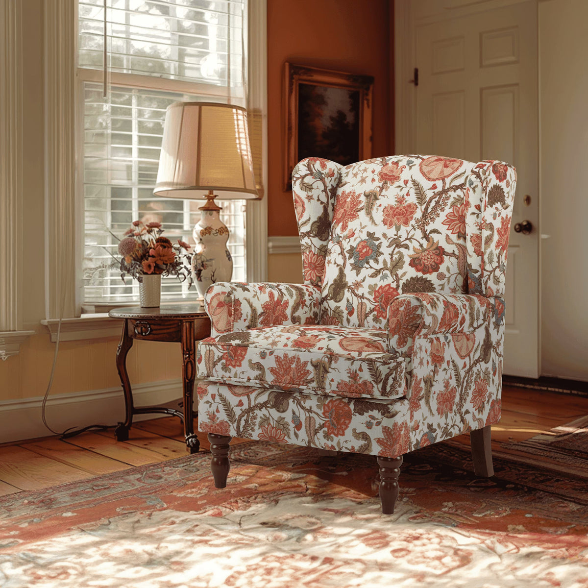EROMMY Upholstered Accent Chair, Floral Print Fabric Armchair